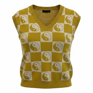Ying yang checkerboard sweater vest